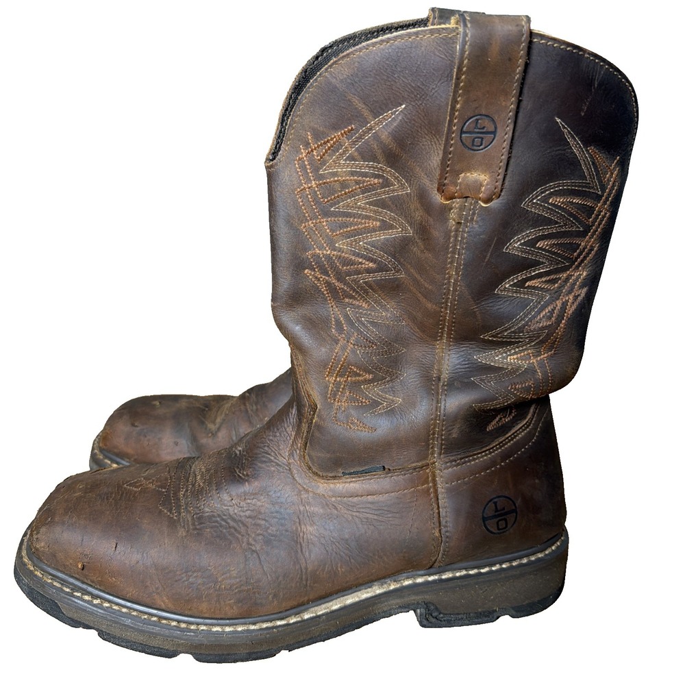 Men's Size 13W Lincoln Outfitters Square Toe -brown Work Boot Style L9Q85
